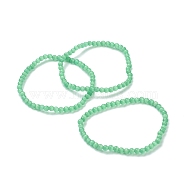 Cat Eye Beaded Stretch Bracelets, Round, Pale Green, Beads: 4~5mm, Inner Diameter: 2-1/4 inch(5.65cm)(BJEW-D446-A-37)