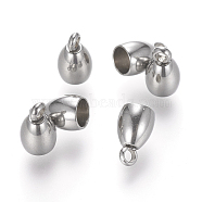 201 Stainless Steel Cord Ends, End Caps, Stainless Steel Color, 8.5x5mm, Hole: 2mm, Inner Diameter: 4mm(X-STAS-P118-01)