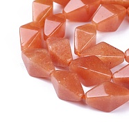 Natural Red Aventurine Beads Strands, Faceted, Bicone, 14~16x8~8.5x8~8.5mm, Hole: 1mm, about 26pcs/strand, 15.7 inch(40cm)(G-I225-20)