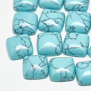 Synthetic Turquoise Cabochons, Square, Dyed, Medium Turquoise, 6x6x3mm(TURQ-S290-05A-04)