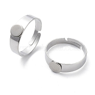 Adjustable 304 Stainless Steel Finger Rings Components, Pad Ring Base Findings, Flat Round, Stainless Steel Color, Tray: 6mm, 17mm(STAS-F149-21P-C)