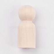 Unfinished Wood Male Peg Dolls People Bodies, for Kids Painting, DIY Crafts, Solid, Hard, Antique White, 33x13mm(DIY-WH0059-09A)