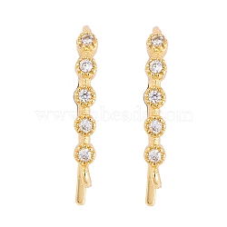 Rack Plating Brass Cubic Zirconia Earring Hooks, Cadmium Free & Lead Free, Long-Lasting Plated, Real 18K Gold Plated, 16x2mm, Hole: 1.5mm, Pin: 18x1mm(KK-S374-05G-01)