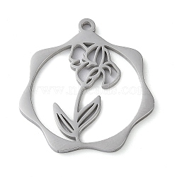 Non-Tarnish 304 Stainless Steel Pendants, Flower, Stainless Steel Color, 23.5x21.5x1mm, Hole: 1.5mm(STAS-P338-01D-P)