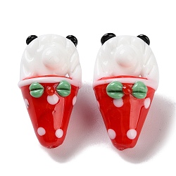 Handmade Lampwork Beads, Ice Cream, Red, 33x19mm, Hole: 1.9mm(LAMP-L078-007B)