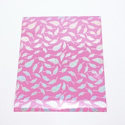 PU Heat Transfer Film, for Garment Accessories, Rectangle with Feather Pattern, Hot Pink, 305x250x0.3mm(DIY-WH0260-26)