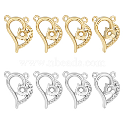 8Pcs 2 Colors 304 Stainless Steel Pendant Rhinestone Settings, Heart, Real Gold Plated & Stainless Steel Color, 18x14x3.5mm, Hole: 1.2mm, Fit for 3mm Rhinestone, 4Pcs/color(STAS-UN0045-44)