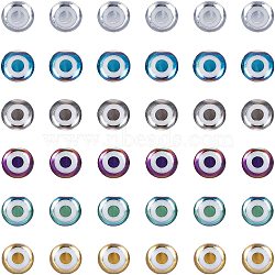 Glass Beads, Round with Evil Eye Pattern, Mixed Color, 8x7.5mm, Hole: 1.2mm, 6 colors, 22pcs/color, 132pcs/box(EGLA-NB0001-11)