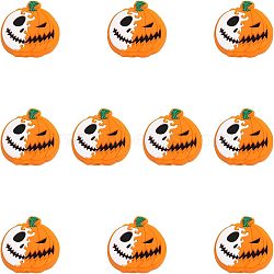 10Pcs Food Grade Eco-Friendly Silicone Focal Beads, Pumpkin Jack-O'-Lantern, Orange, 29x29x7.5mm, Hole: 2mm(SIL-CA0001-56)