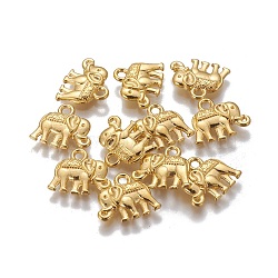 Vintage Elephant Charms, Tibetan Style Alloy Charms, Cadmium Free & Nickel Free & Lead Free, Golden, 12x14x2.5mm, Hole: 1mm(A-PALLOY-ZN-47017-G-FF)