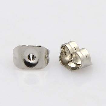 304 Stainless Steel Ear Nuts, Friction Earring Backs for Stud Earrings, Stainless Steel Color, 6x4.5x3.5mm, Hole: 1mm