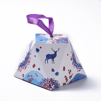 Christmas Gift Boxes, with Ribbon, Gift Wrapping Bags, for Presents Candies Cookies, Colorful, 8.1x8.1x6.4cm