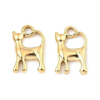 304 Stainless Steel Pendants, Cat Shape Charm, Real 18K Gold Plated, 17x11x3mm, Hole: 2.5mm