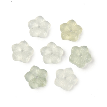 Natural Xiuyan Jade Carved Beads, Flower, 11x11.5x3.5mm, Hole: 1.6mm