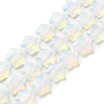Opalite Beads Strands, with Seed Beads, Star, 14~15.5x15~16x6.5~7mm, Hole: 1mm, about 24~25pcs/strand, 15.55''~15.95''(39.5~40.5cm)