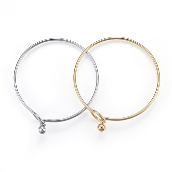 304 Stainless Steel Bangles, Mixed Color, 2-1/4 inch(5.7cm)~2-1/4 inch(5.8cm), 2mm