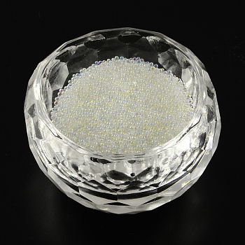 Translucence DIY 3D Nail Art Decoration Mini Glass Beads, Tiny Caviar Nail Beads, Ivory, 0.6~0.8mm, about 450g/bag