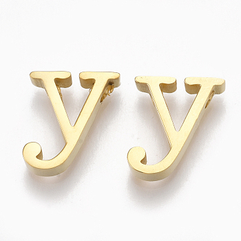 304 Stainless Steel Pendants, Golden, Letter, Letter.Y, 12x11x3mm, Hole: 1.8mm