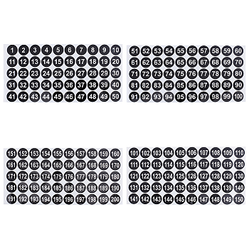 AHADERMAKER 4 Sheets 4 Style Flat Round Round Number Labels Stickers, Number Labels Circle Dot Decals, Black, 28x13.7x0.01cm, 1sheet/style