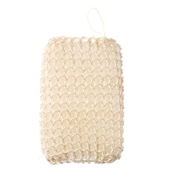 Exfoliating Braided Sisal Pad Body Scrubber with Tether, Shower Cleanser, Bathing Tools, Rectangle, 140x90x45mm