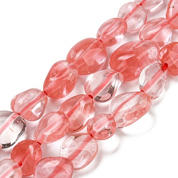 Cherry Quartz Glass Beads Strands, Nuggets, Tumbled Stone, 3~11x4~8x3~6mm, Hole: 0.9mm, about 56pcs/strand, 15.94''~15.75''(40~40.5cm)