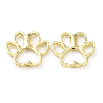 Rack Plating Brass Bead, Long-Lasting Plated, Paw Print, Real 18K Gold Plated, 17x20x3.5mm, Hole: 1.2mm