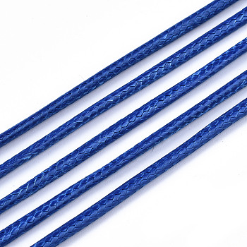 Waxed Polyester Cords, for Jewelry Making, Blue, 2mm, about 10m/roll