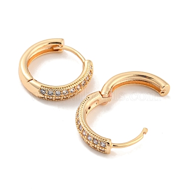 Brass with Cubic Zirconia Hoop Earrings(EJEW-G363-15KCG)-2