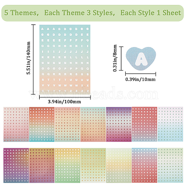 5 ensembles 5 styles d'autocollants de numéros d'alphabet en PVC de couleur dégradée(DIY-GF0008-71)-2