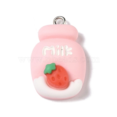 Platinum Pink Bottle Iron+Resin Pendants