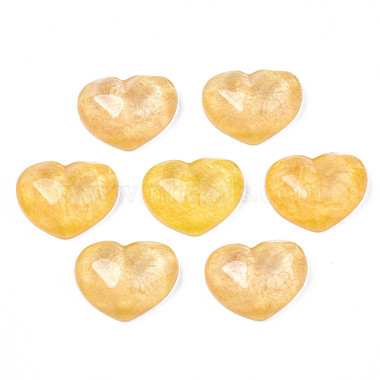 Gold Heart Resin Cabochons