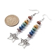 Colorful Natural Dyed Lava Rock Disc Beaded Dangle Earrings(EJEW-JE05617)-3