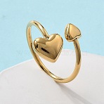 304 Stainless Steel Heart Cuff Rings for Women, Golden, Inner Diameter: 19mm(RJEW-A063-01D-G)