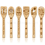 6Pcs Bamboo Spoons & Knifes & Forks, Flatware for Dessert, Coffee, 60x300mm, 6 style, 1pc/style, 6pcs/set(AJEW-WH0411-044)