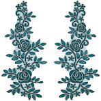 Flower Polyester Embroidery Lace Appliques, Ornament Accessories for Cheongsam, Dress, Dark Green, 360x140x1mm(DIY-WH20011-03B)