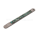 Faux Suede Snap Cord Bracelet, Natural Green Aventurine & Shell Chips Beaded Wristband for Men Women, 8-5/8 inch(22cm)(BJEW-F428-02)