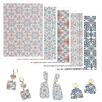 5Pcs 5 Styles Flower Pattern Ceramics Clay Water Transfer Paper, Underglaze Transfer Decals, for DIY Earrings Pendants, Mixed Color, 138x95mm, 1pc/style(AJEW-HY0002-17C)