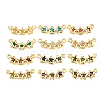 Brass & Glass Pendants, Triple Star Charms, Rack Plating, Long-Lasting Plated, Golden, Mixed Color, 8x25x4mm, Hole: 1.7mm(KK-CBA6A75-54G)