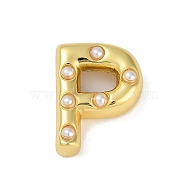 Brass Pendant, with ABS, Letter A~Z, Letter P, 20.5x16x6.5mm, Hole: 3.5mm(KK-M009-01P)