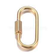 304 Stainless Steel Screw Carabiner Lock Charms, for Necklaces Making, Oval, Golden, 21x11x4mm, Screw: 7x4mm(STAS-H107-04A-G)