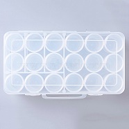 Plastic Bead Storage Containers, Removable, 18 Compartments, Rectangle, Clear, 26x13x6.25cm, 18 compartments/box(CON-L009-06)