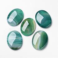 Natural Green Agate Cabochons, Flat Back, Oval, Dyed, Green, 40x30x7.5mm(G-F296-08-30x40mm)