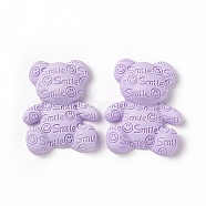 Opaque Resin Cabochons, Bear with Smiling Face Pattern, Lilac, 38x31x10mm(X-RESI-G045-01C)