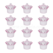 Crown Shaped Plastic Candy Box, with Cap, for Wedding Party Candy Storage, Pink, 7.85x7.05cm(AJEW-WH0033-08C)