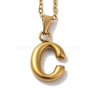 PVD Vacuum Plating 201 Stainless Steel Necklaces, Letter, Letter C, 17.80 inch(45.2cm), Pendant: 22.3x11x3mm(NJEW-H033-01G-C)