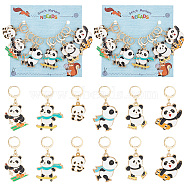 Alloy Enamel Pendant Locking Stitch Markers, 304 Stainless Steel Leverback Earring & Steel Wine Glass Charm Rings Stitch Marker, Panda, Mixed Color, 3.6~4.7cm, 6 style, 2pcs/style, 12pcs/set(HJEW-AB00178)