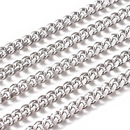 Handmade 304 Stainless Steel Cuban Link Chains, Chunky Curb Chains, Twisted Chains, Unwelded, Faceted, Stainless Steel Color, 6x4x2mm, Wire: 1.2mm(STAS-F229-07B-P)