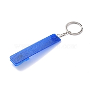 Ferroalloy, Plastic and Acrylic Keychain, with Glitter Powder, Contactless Card Extractor, for Long Nail Card Extractor Keychain with Card Puller for Girls, Rectangle, Blue, 15.5cm(KEYC-C048-02E)