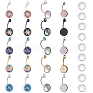 SUNNYCLUE DIY Earring Makings, with Vacuum Plating 304 Stainless Steel Ear Nuts, Earring Backs and Transparent Glass Cabochons, Flat Round, Mixed Color, 29.5x14x17mm, Hole: 0.8mm(DIY-SC0008-91-12mm)