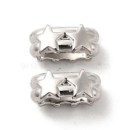 Alloy Slide Charms, Long-Lasting Plated, Cadmium Free & Lead Free, Rectangle with Star, Platinum, 6x14x8mm, Inner Diameter: 11x4mm(PALLOY-E024-37P)